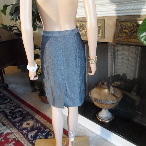 New Moschino CheapandChic Dark Gray Textured Silk Skirt Suit w/Back Bow Size 6 - Picture 11 of 16